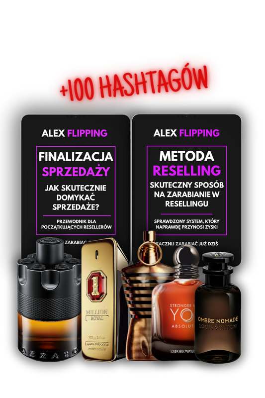 Zestaw Reseller Gold - 20 Najlepiej Sprzedających się Perfum + Kompletny Pakiet Ebooków Sprzedażowych + 100 Hashtagów